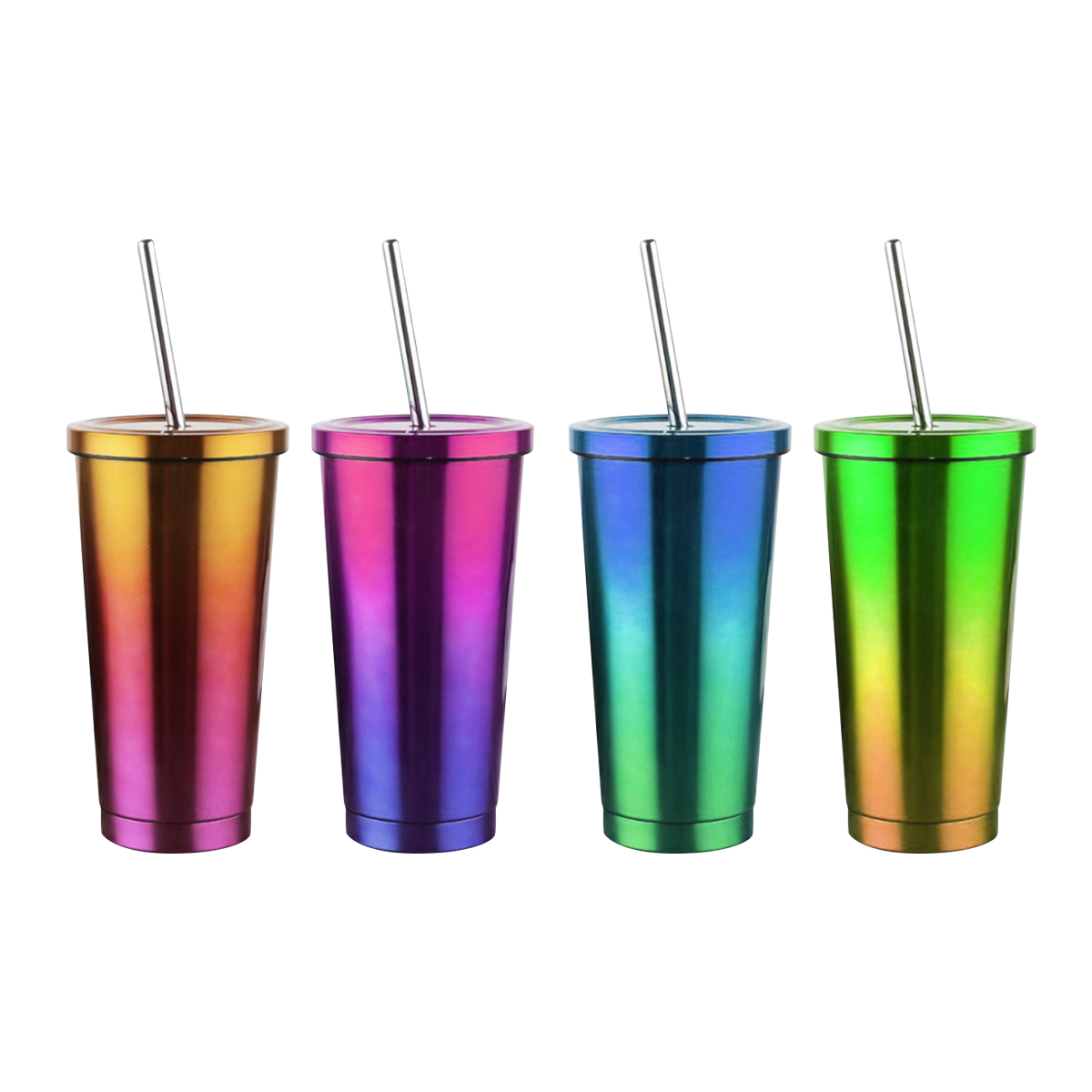 Double Wall Stainless Steel Tumbler with Straw (500ml)